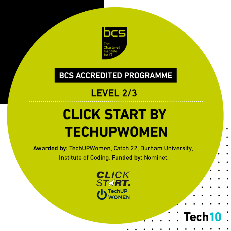 Click Start by TechUPWomen BCS accreditation badge
